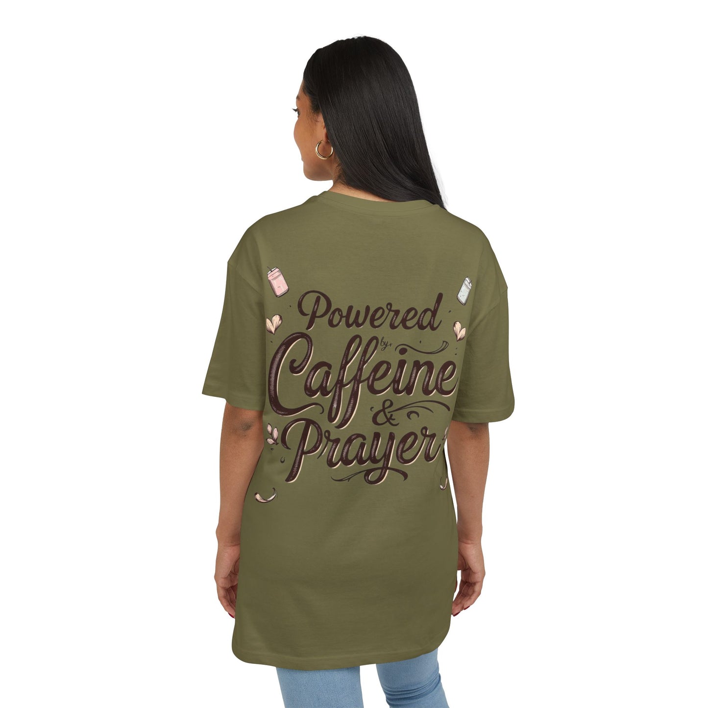 Oversize Tee - Powered by Caffeine & Prayer