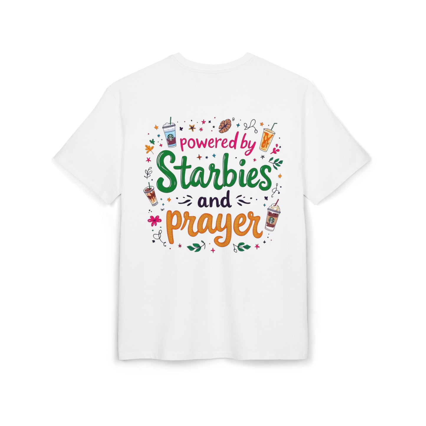 Women's Tee Powered by Starbies and Prayer