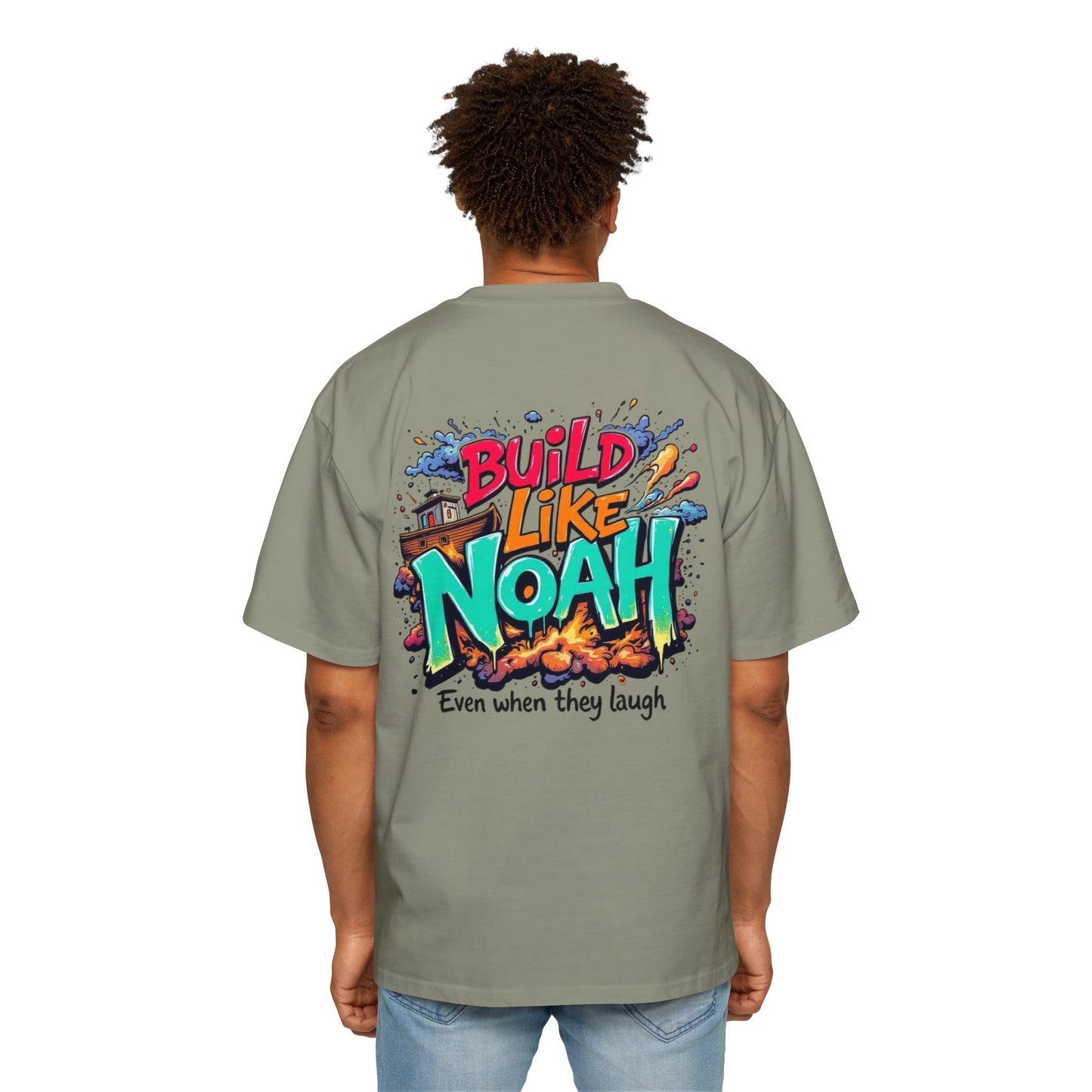 Oversized Tee - Build Like Noah Graphic Print
