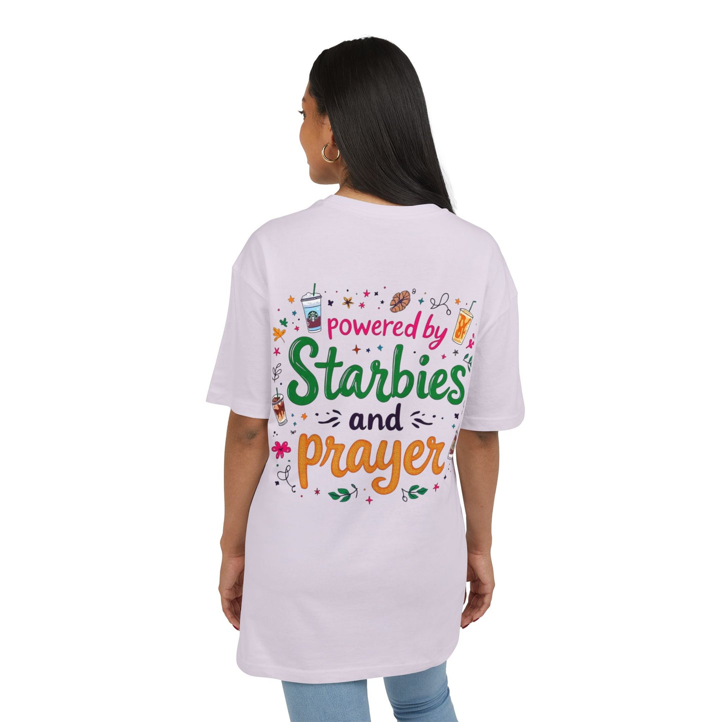 Women's Tee Powered by Starbies and Prayer