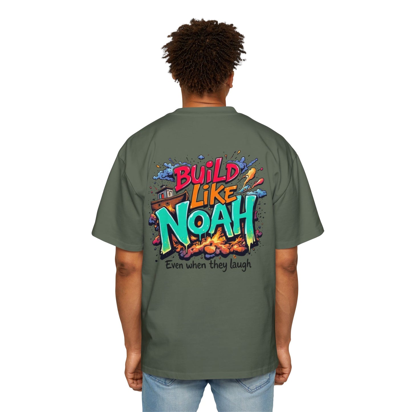Oversized Tee - Build Like Noah Graphic Print