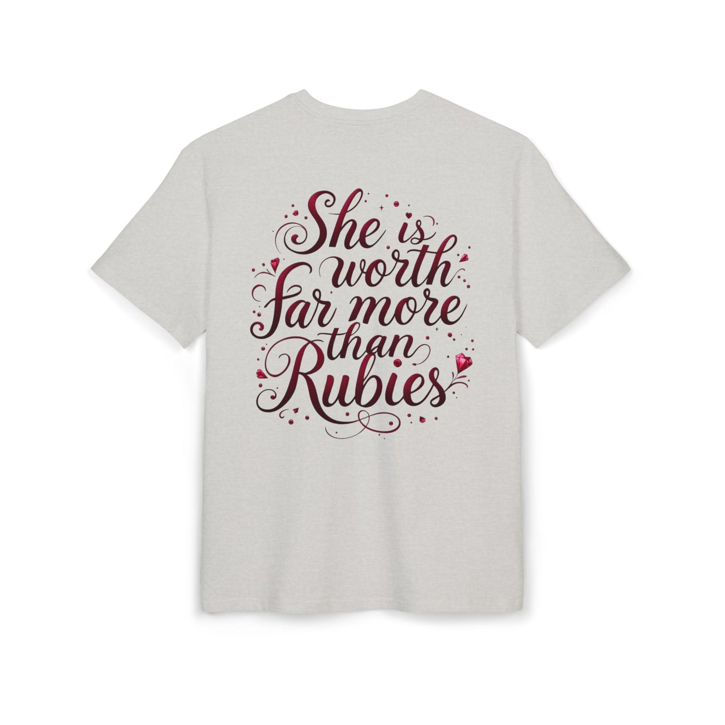 She Is Worth More Than Rubies – Women’s Oversized Christian Tee