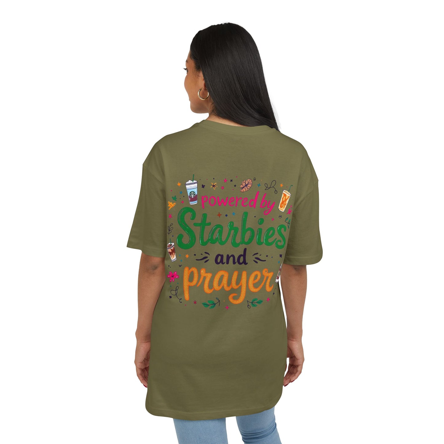 Women's Tee Powered by Starbies and Prayer