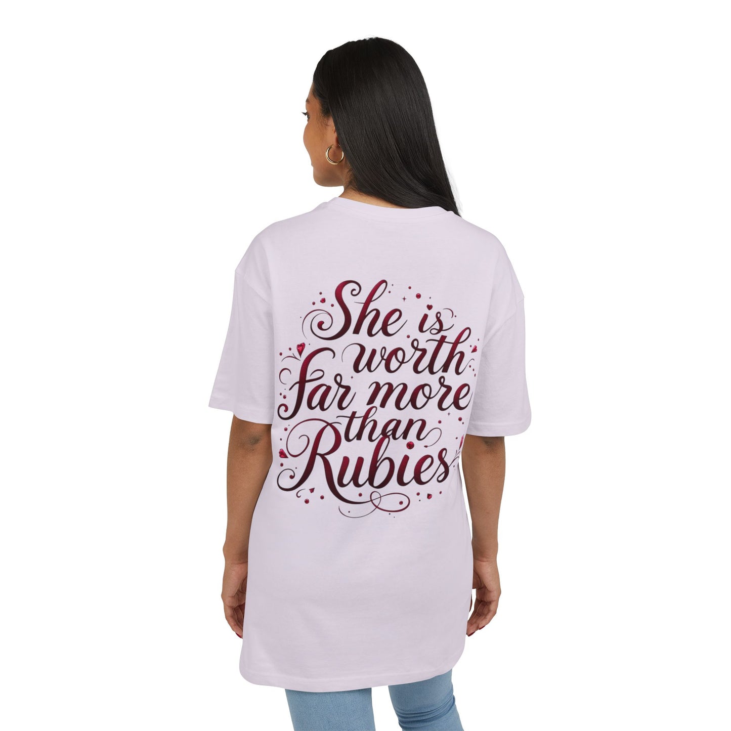 She Is Worth More Than Rubies – Women’s Oversized Christian Tee