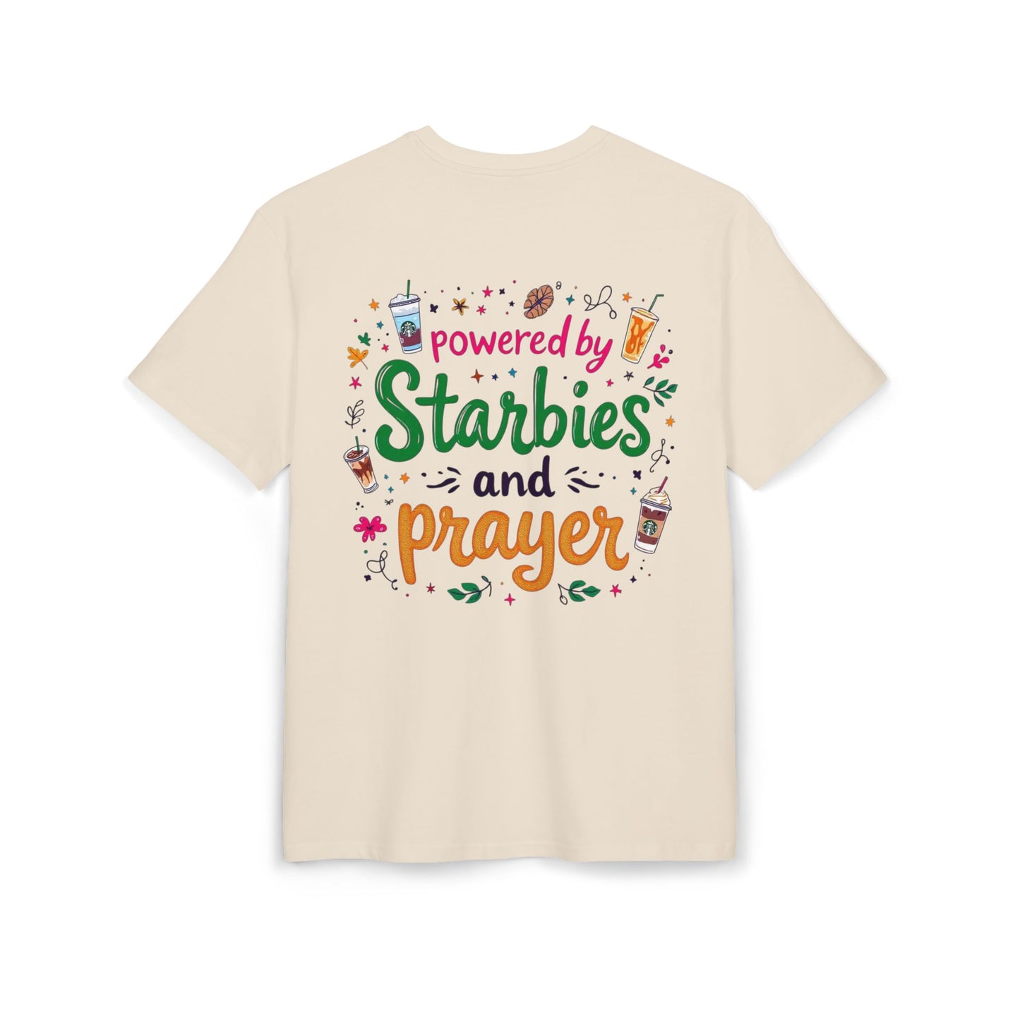 Women's Tee Powered by Starbies and Prayer