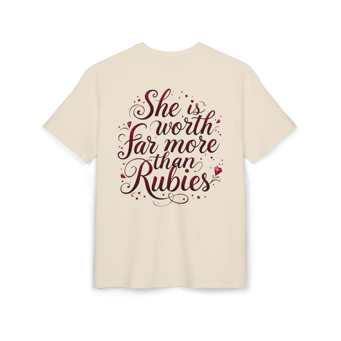 She Is Worth More Than Rubies – Women’s Oversized Christian Tee