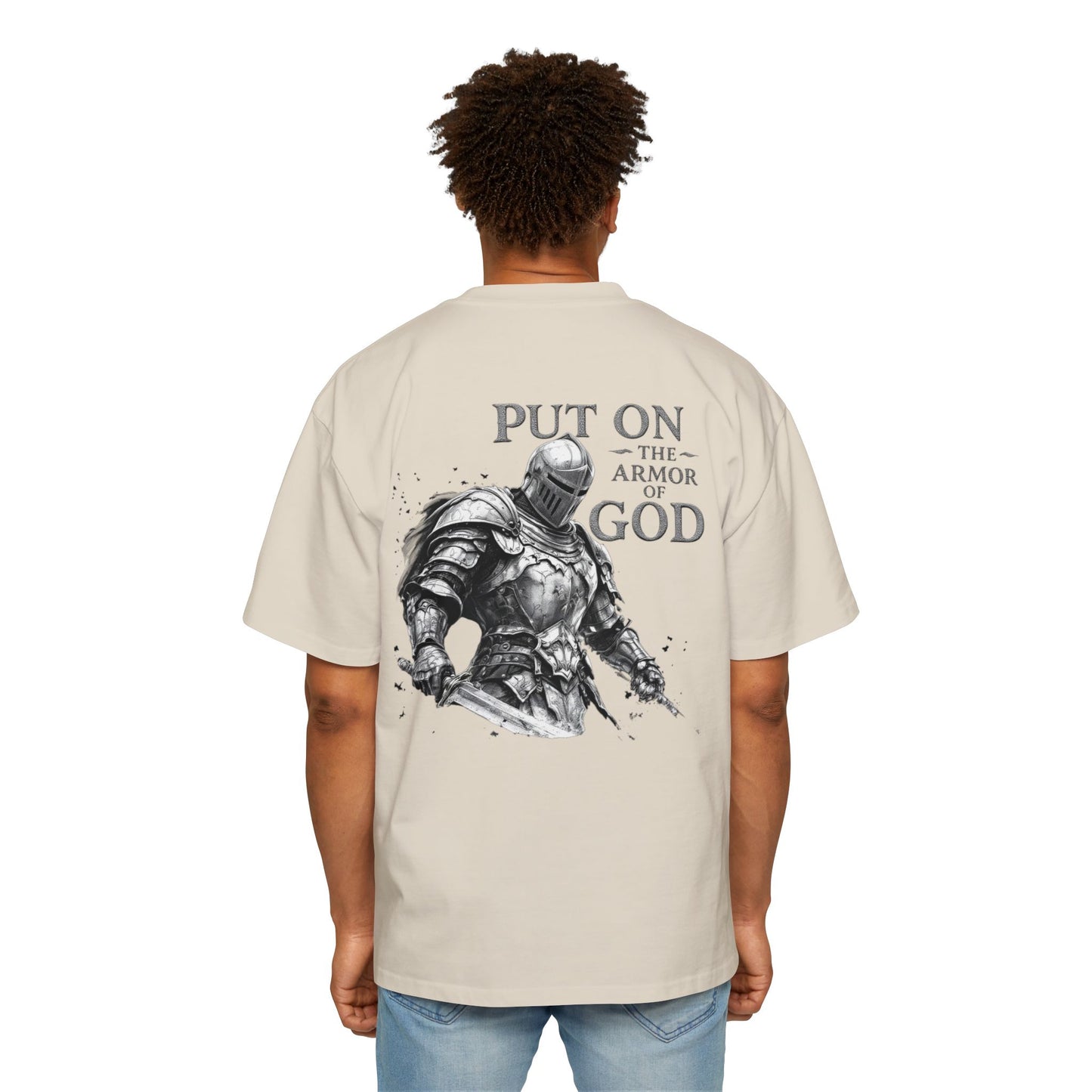 T-Shirt - Put on the Armor of God - Men's Heavy Oversized Tee