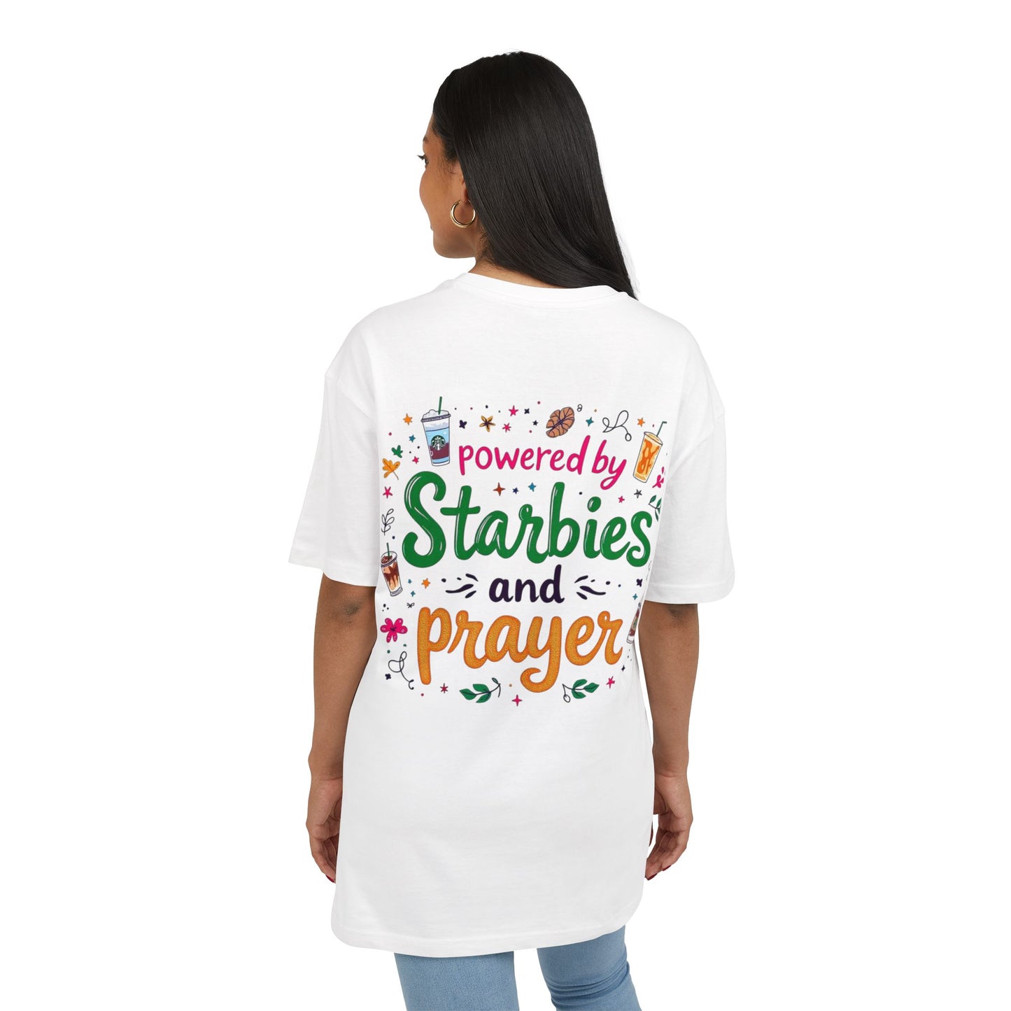 Women's Tee Powered by Starbies and Prayer