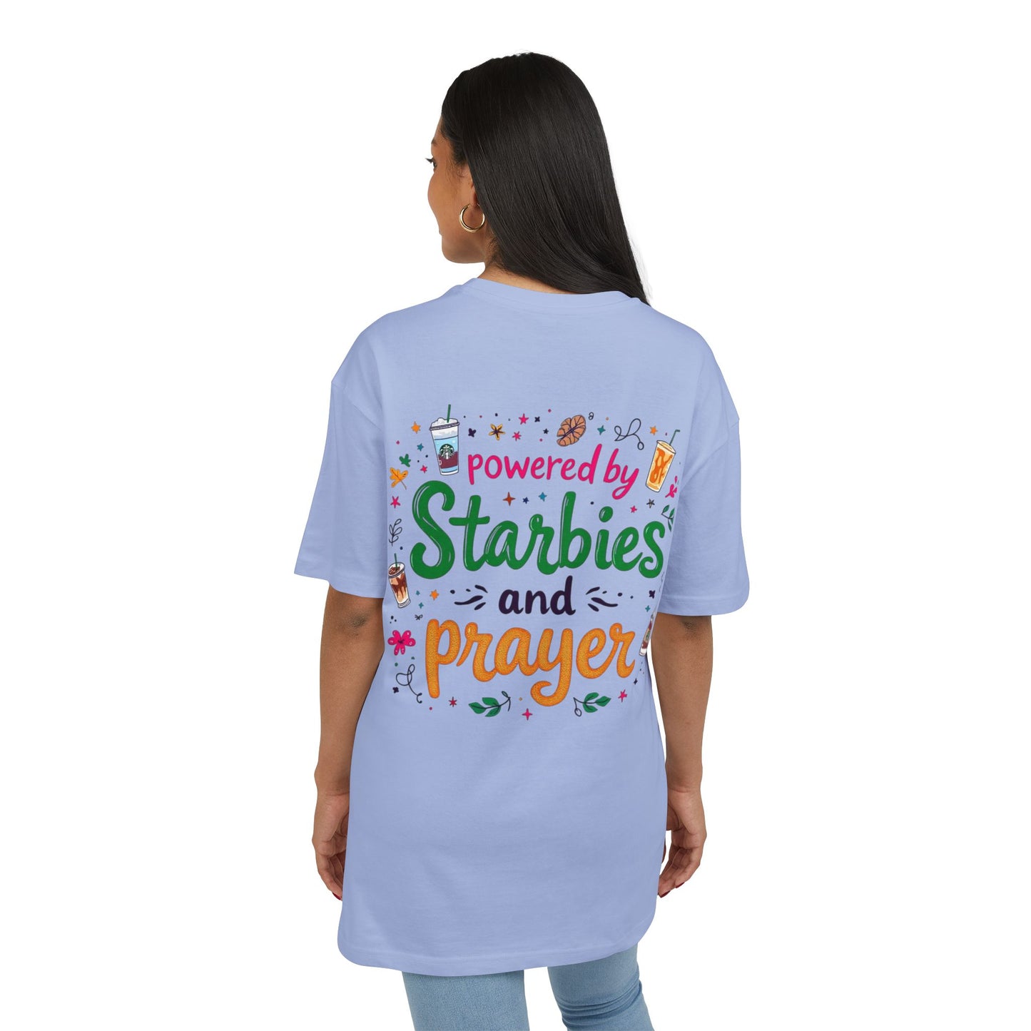 Women's Tee Powered by Starbies and Prayer
