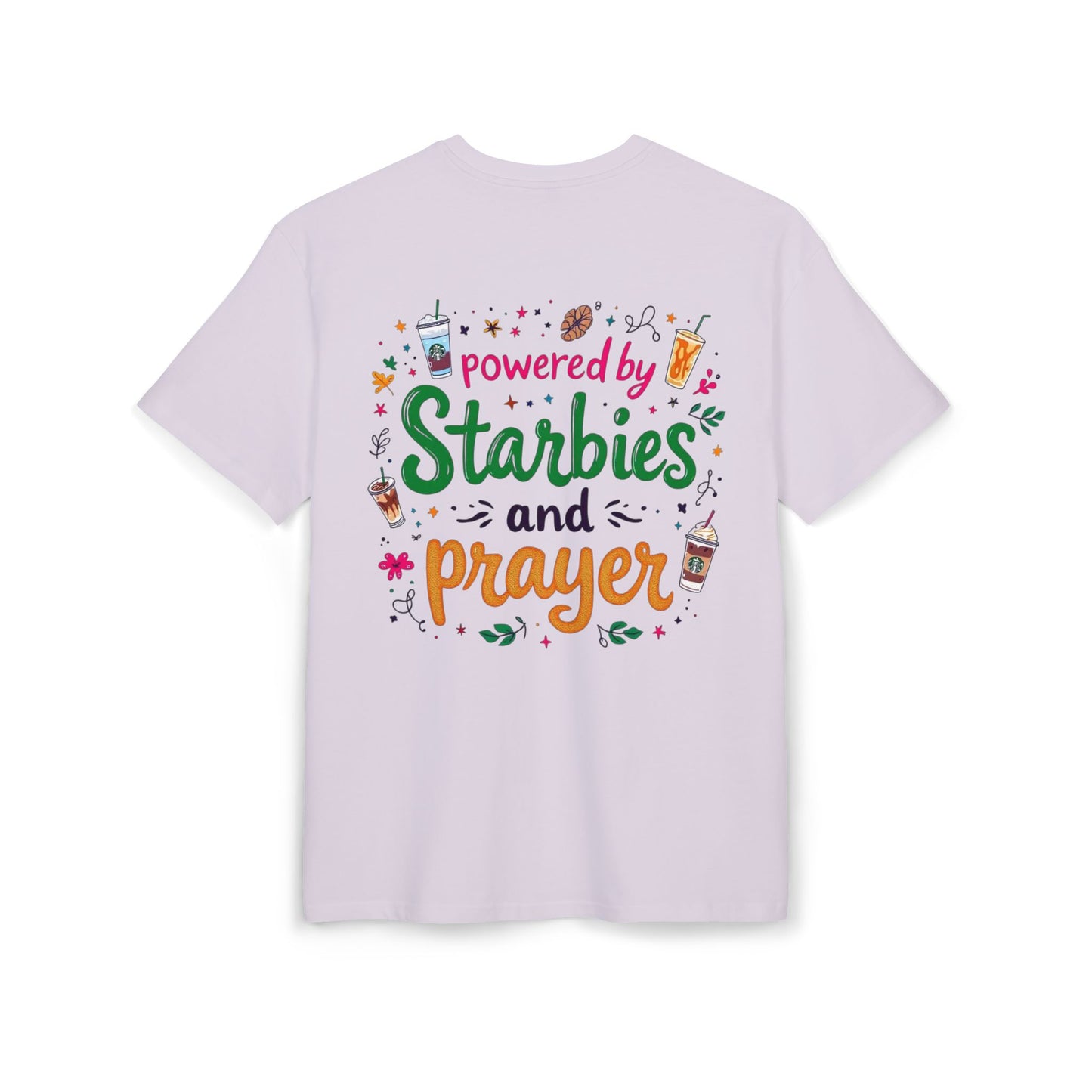 Women's Tee Powered by Starbies and Prayer