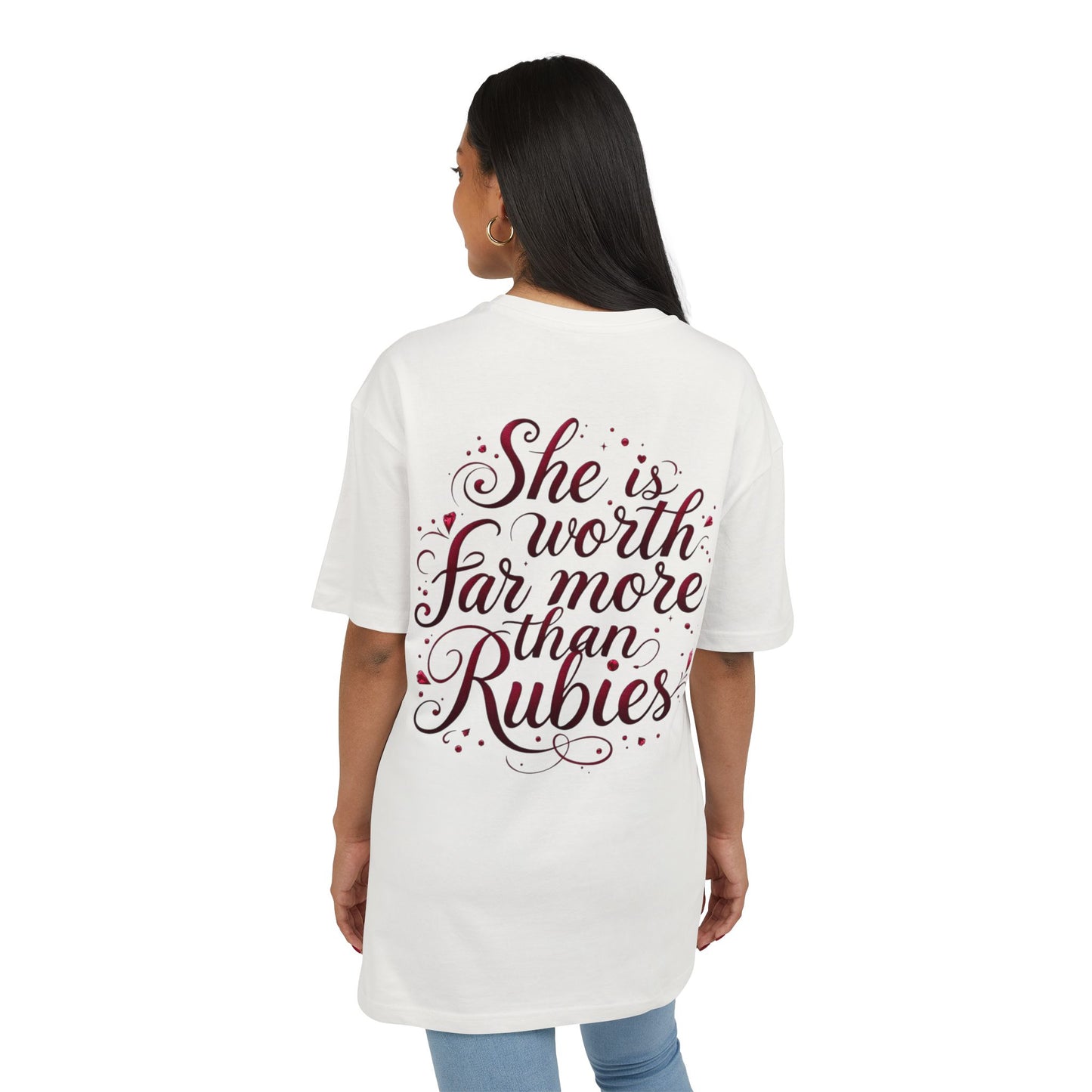 She Is Worth More Than Rubies – Women’s Oversized Christian Tee